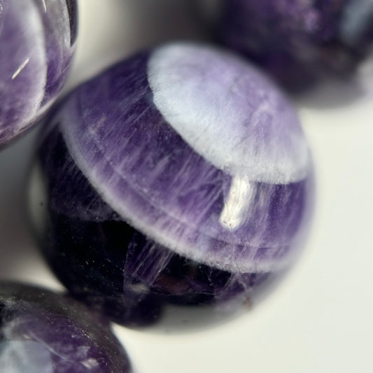 Chevron Amethyst Polished Round Beads