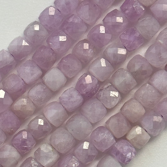 Kunzite Beads - Faceted Square Beads