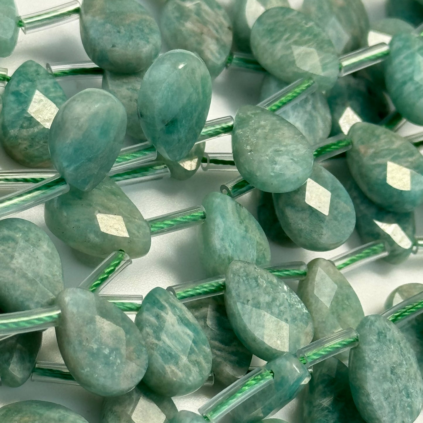 Brazilian Amazonite AAAA Faceted Pear Shape Gemstone Beads image 12