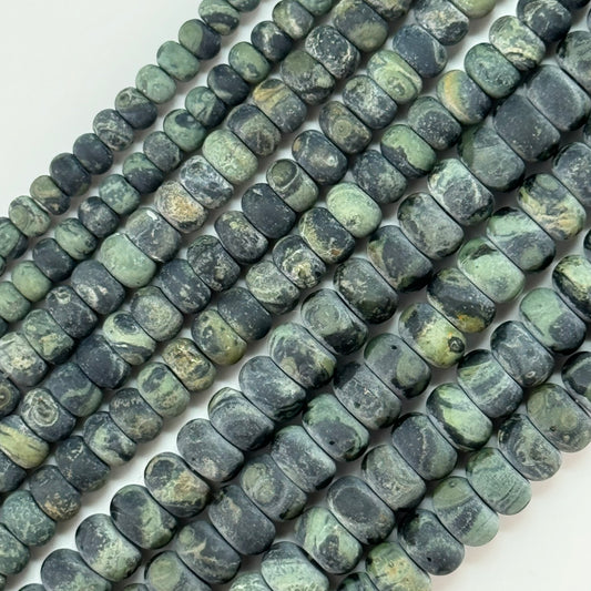 Kambaba Jasper Frosted Rondelle Beads image 0