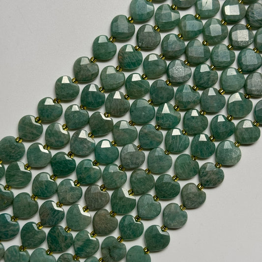 Brazilian Amazonite AAAA Faceted Heart Shape Gemstone Beads image 0