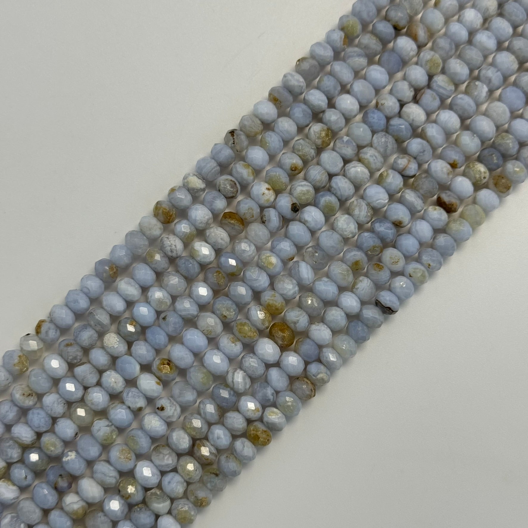 Blue Lace Agate Faceted Rondelle Beads image 7