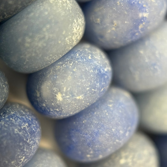 Blue Aventurine Quartz Frosted Rondelle Beads