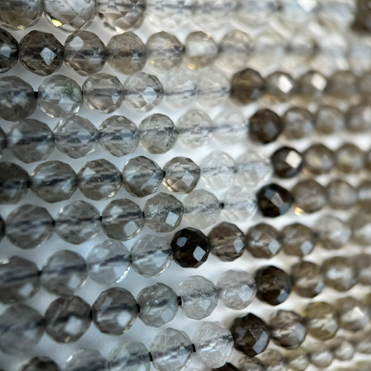 Smoky Quartz Faceted Round Beads