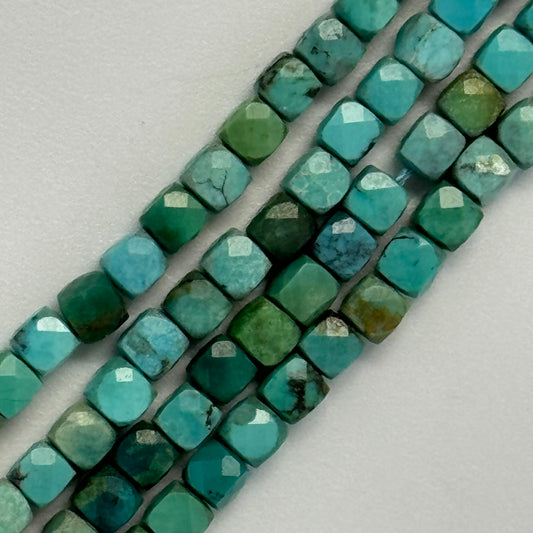 Turquoise Faceted Square Gemstone Beads