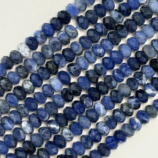 Faceted Sodalite Rondelle Beads
