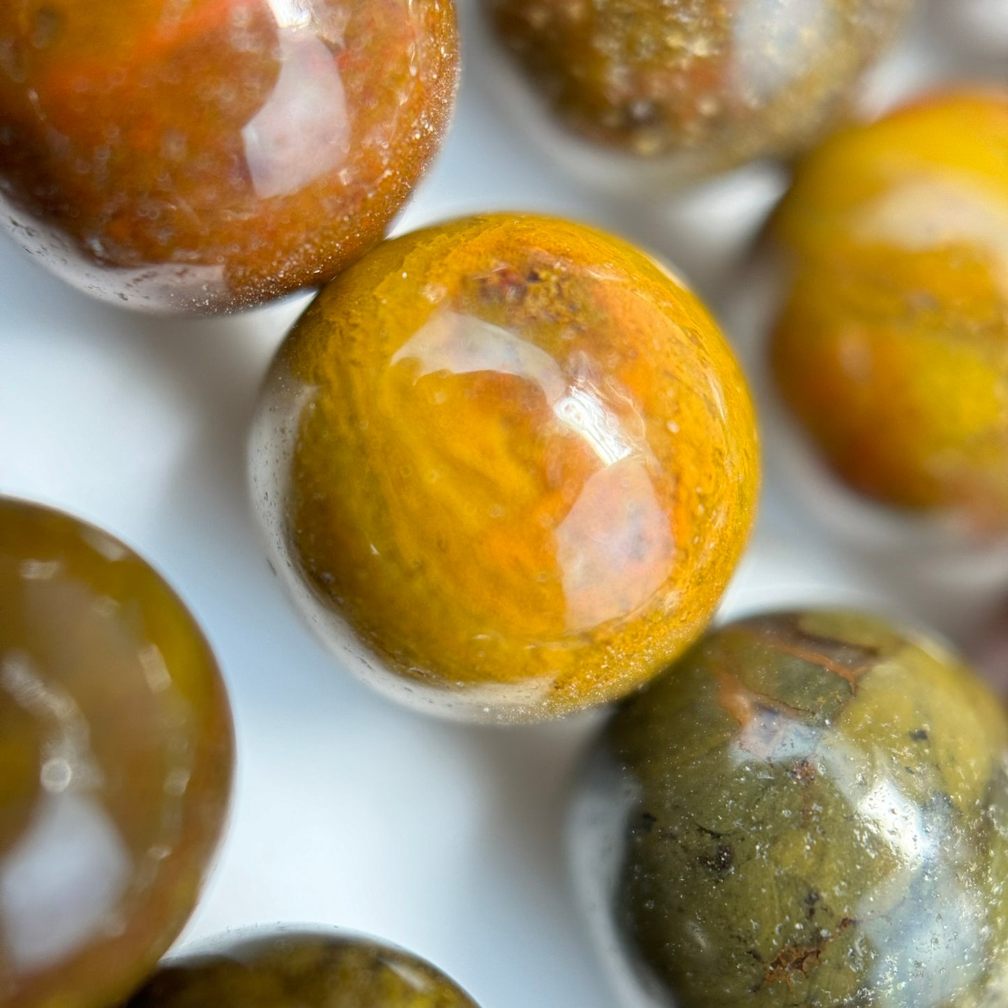 Mustard Fancy Agate Polished Round Beads image 4