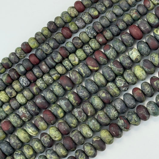 Frosted Rondelle Dragon's Blood Beads - (A Quality)