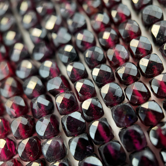 Faceted Garnet Beads - Square Shape