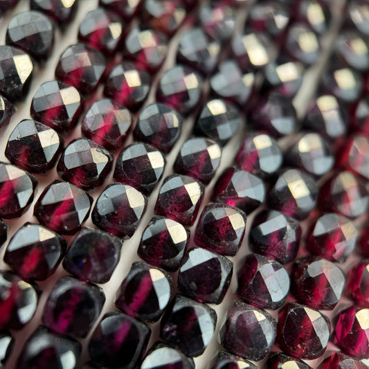 Faceted Garnet Beads - Square Shape