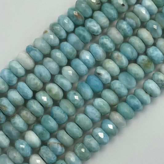 Larimar Faceted Rondelle Polished Beads (AAA Quality) image 0