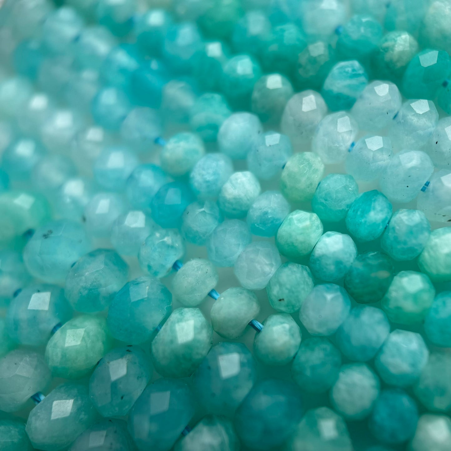 Amazonite AA Faceted Rondelle Gemstone Beads image 7