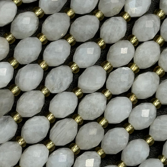 Moonstone Rainbow Faceted Barrel Shaped Beads - (AA Quality)