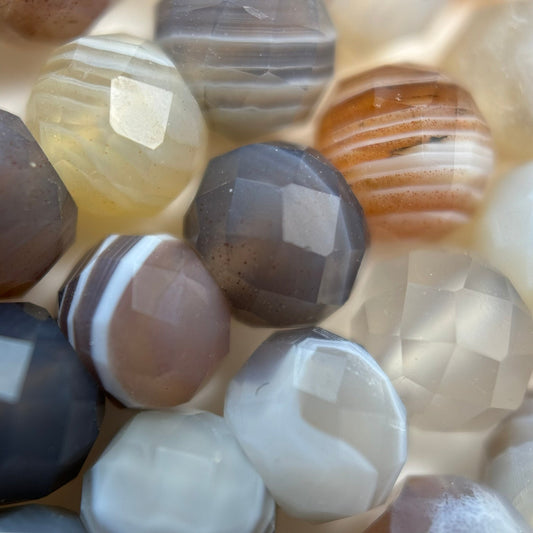 Botswana Agate Beads - Faceted Rondelle