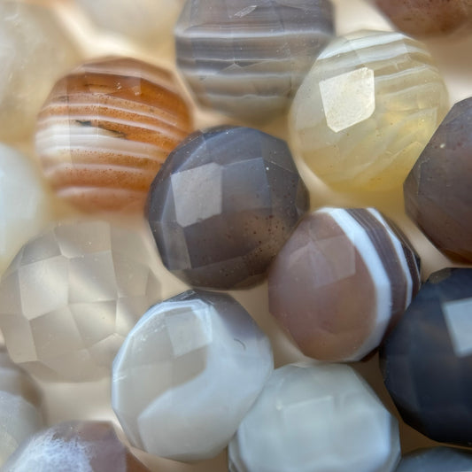 Botswana Agate Beads - Faceted Rondelle