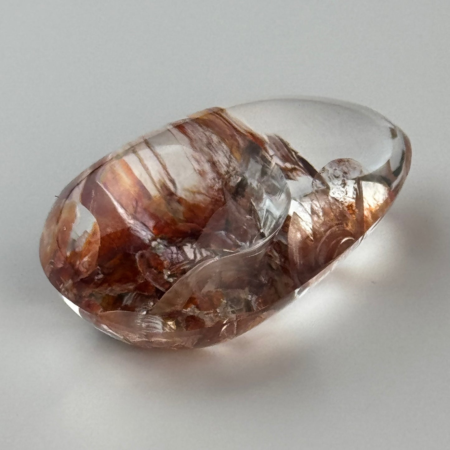 Quartz Cabochon with Amazing Lepidocrocite Inclusion Mirror-Like Inclusion image 9