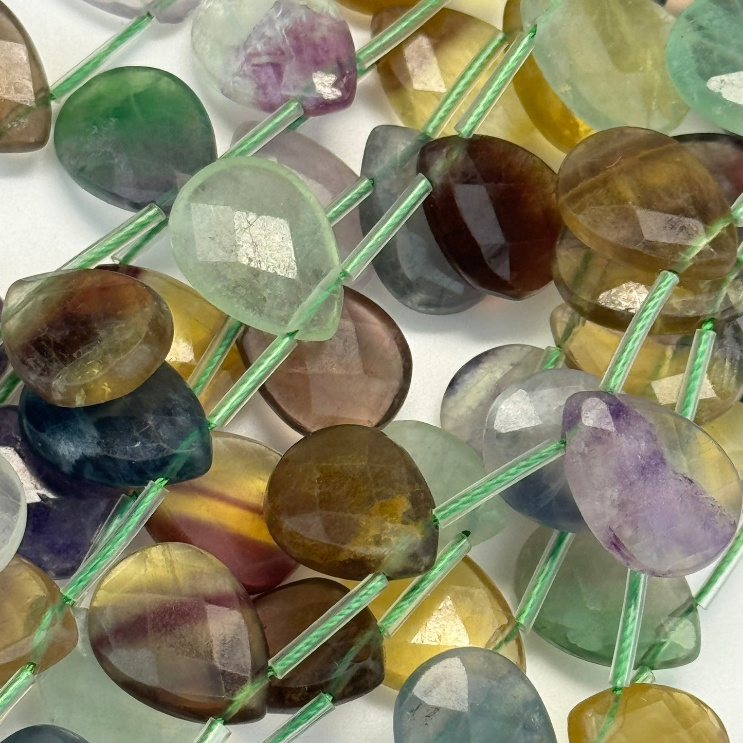 Multicolor Flurite Faceted Pear Shape Beads image 10