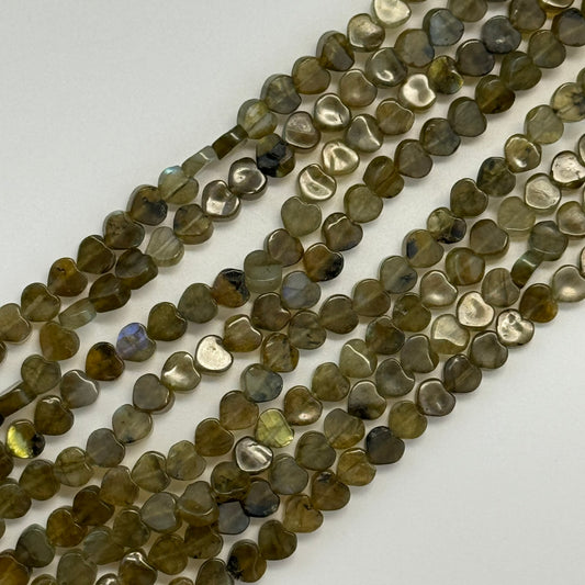 Labradorite Flat Heart Beads (A Quality)