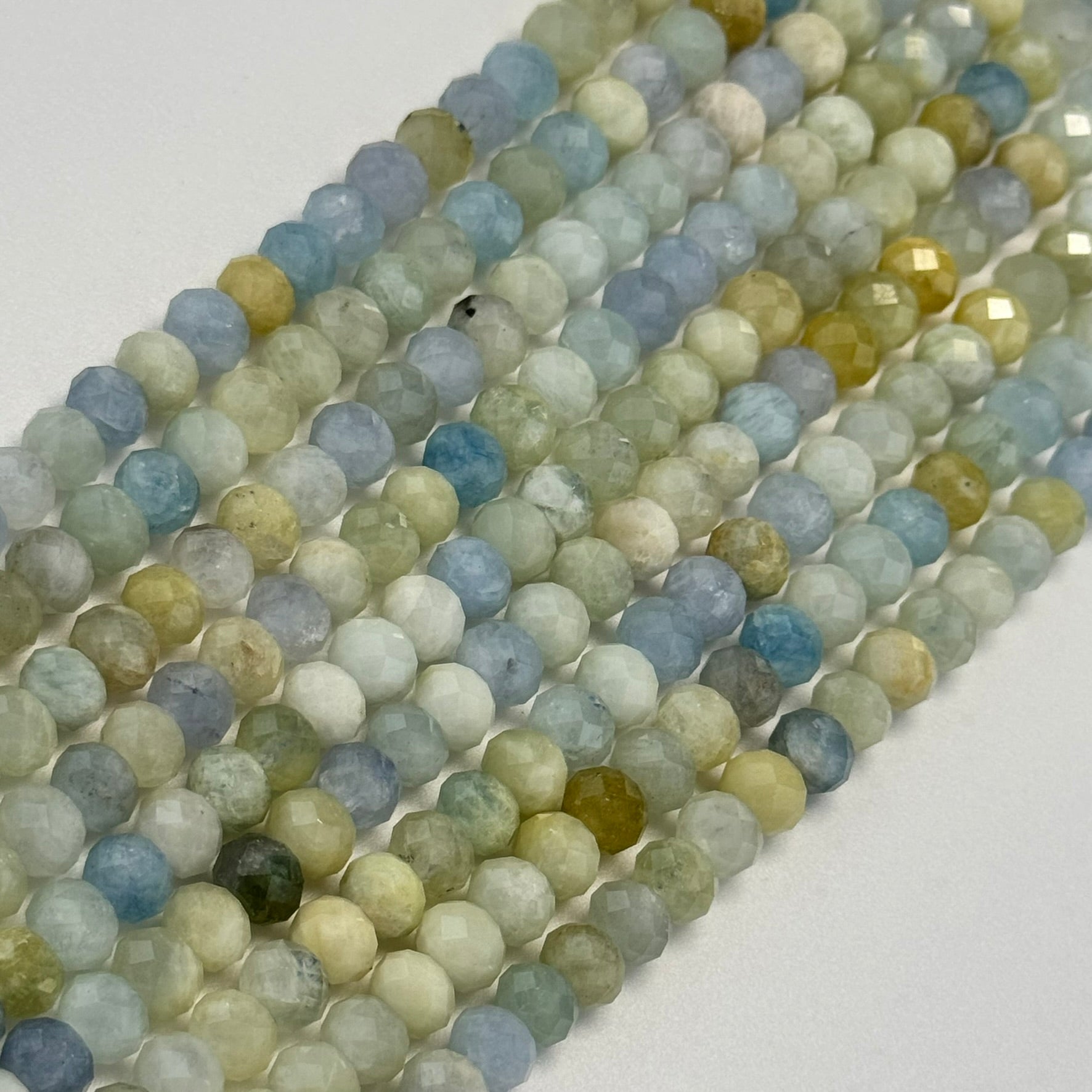 Faceted Aquamarine Rondelle Gemstone Beads image 0