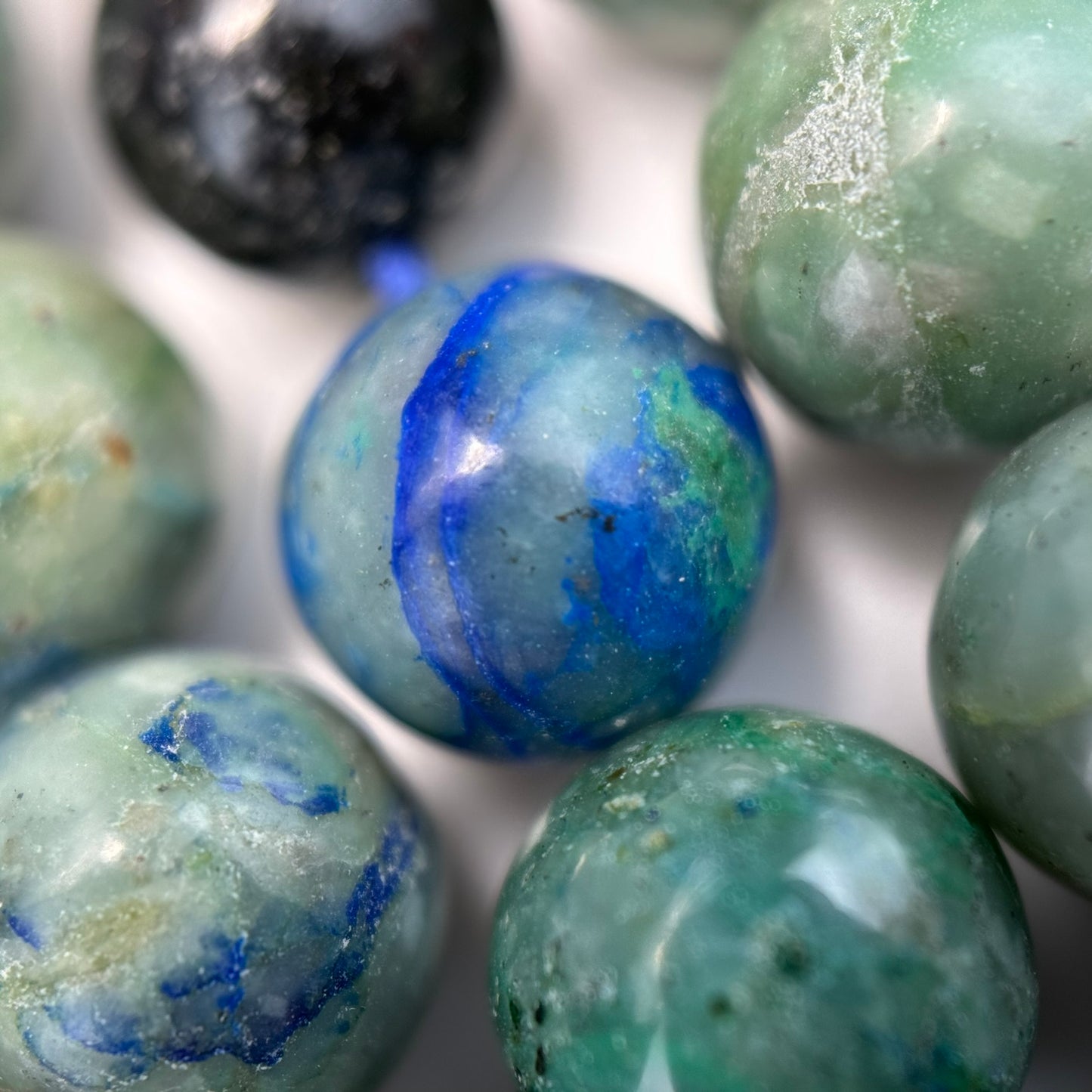 Bluish Azurite and Chrysocolla Polished Round Beads image 5