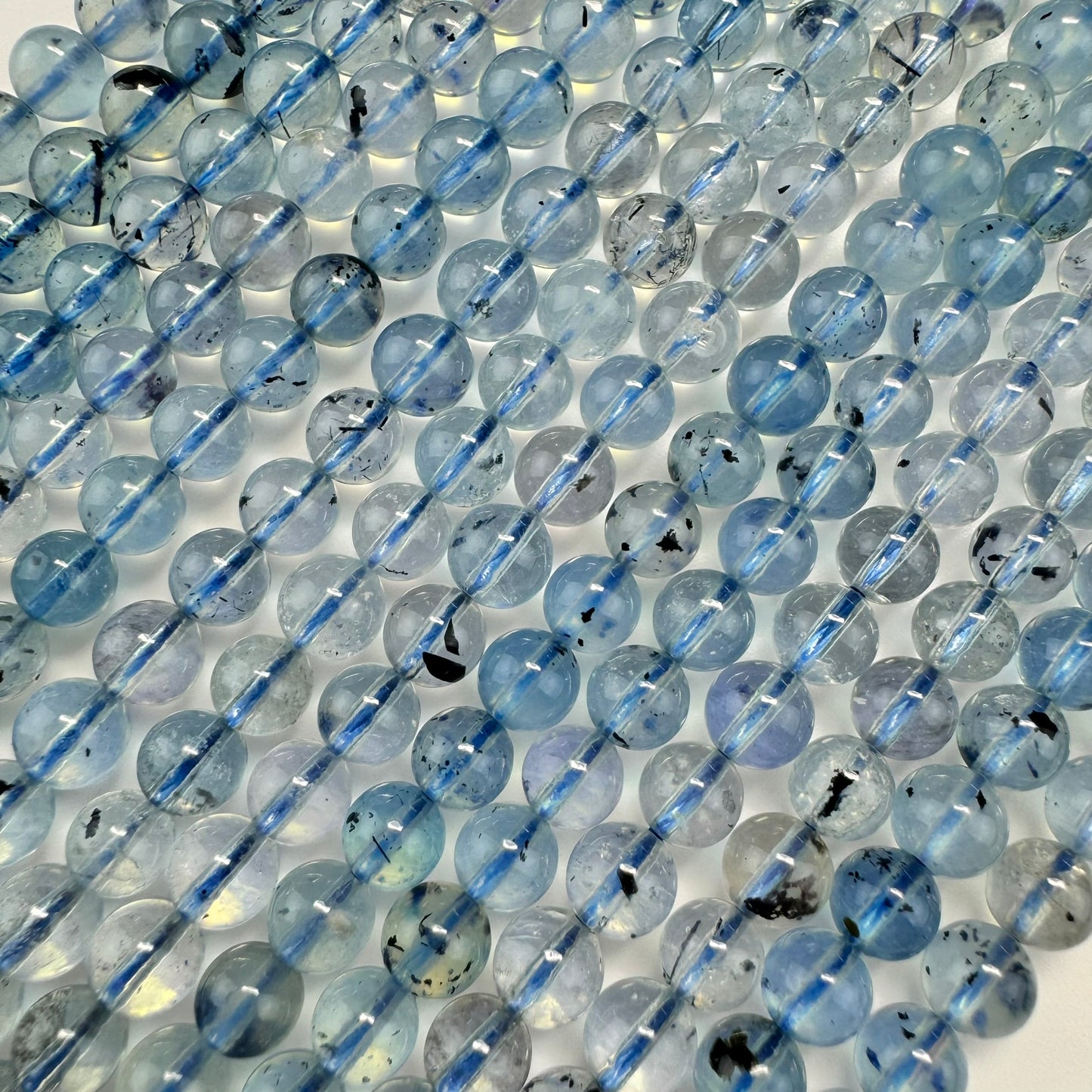 Aquamarine Polished Round Gemstone Beads (6mm) - AAA Quality image 2