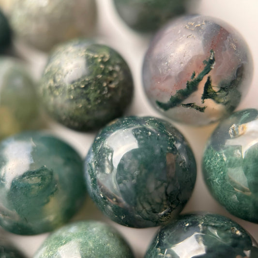 Moss Agate Beads - Polished Round