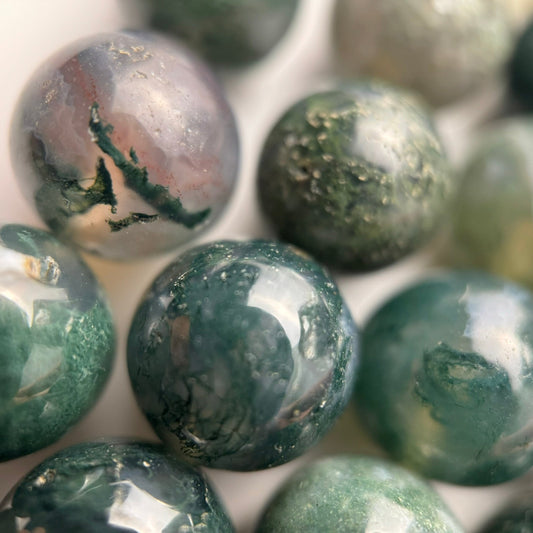 Moss Agate Beads - Polished Round