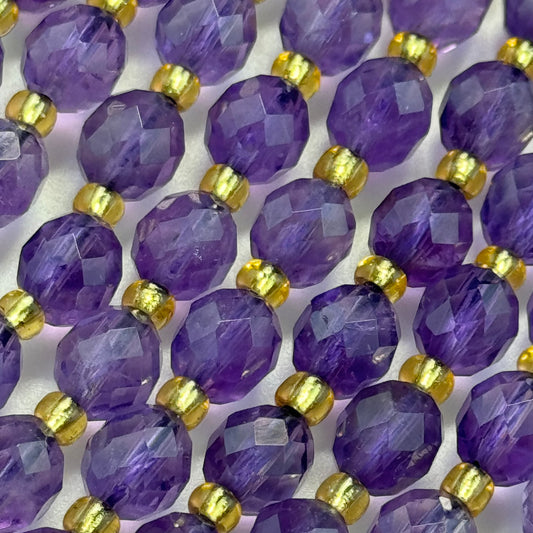 Amethyst Faceted Barrel Beads