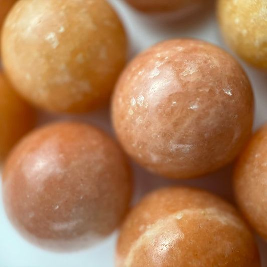Orange Calcite Beads - Polished Round