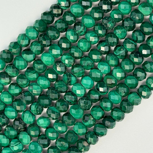 Malachite Faceted Rondelle Beads image 0