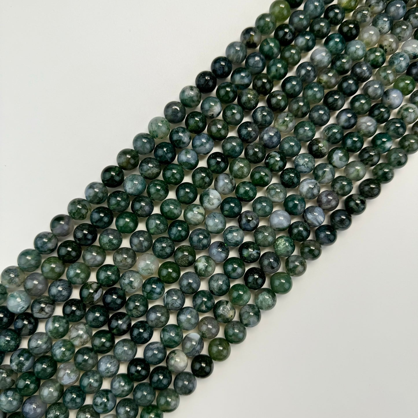 Moss Agate Polished Round Beads - AAA Quality image 7