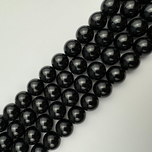 Black Spinel Polished Round Beads