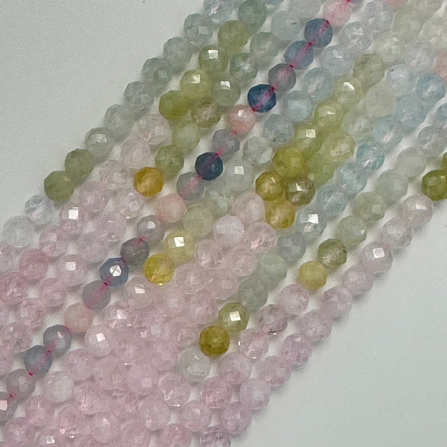 Morganite Aquamarine Faceted Round Beads - AAA Quality image 2