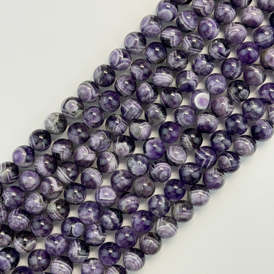 Chevron Amethyst Polished Round Beads image 0