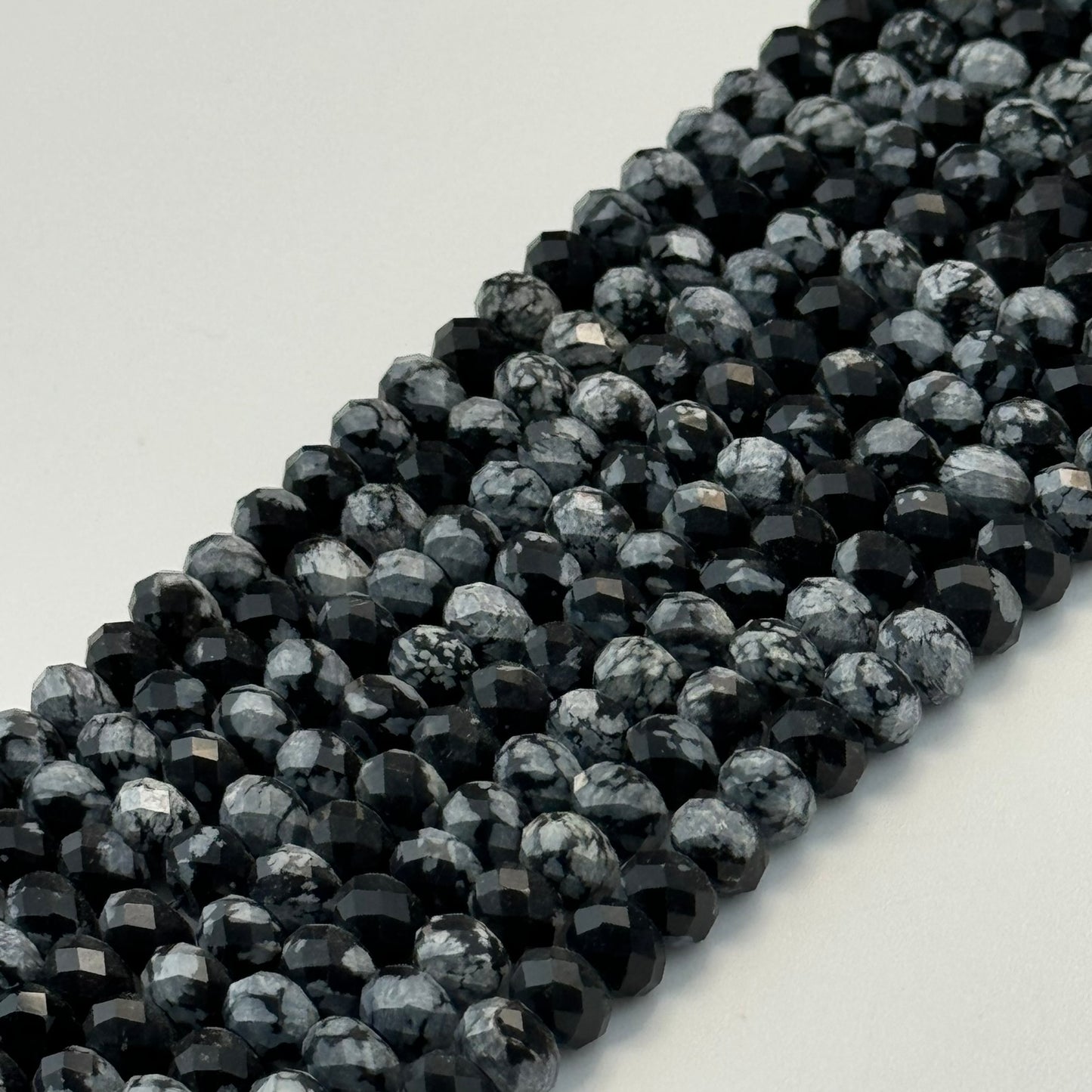 Snowflake Obsidian Faceted Rondelle Beads image 2