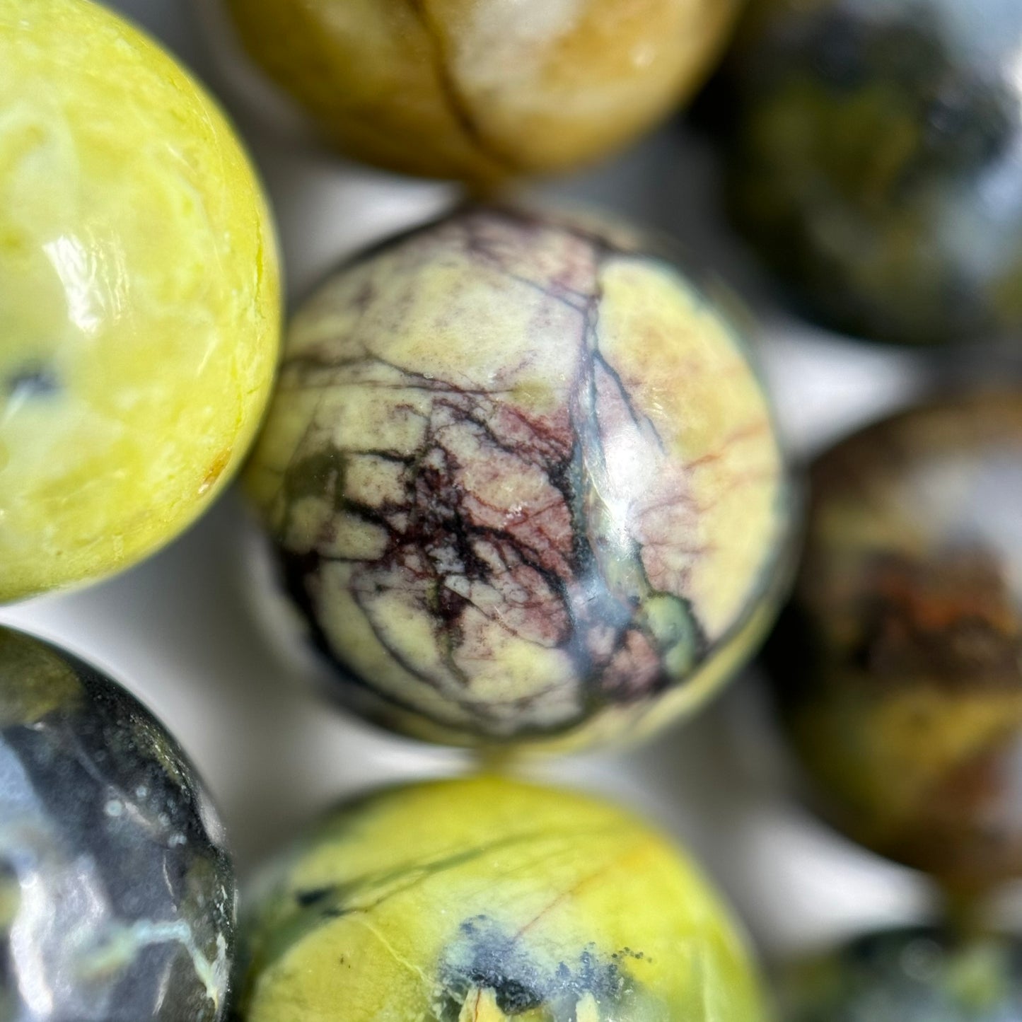 Green Dendritic Opal Polished Round Beads image 3
