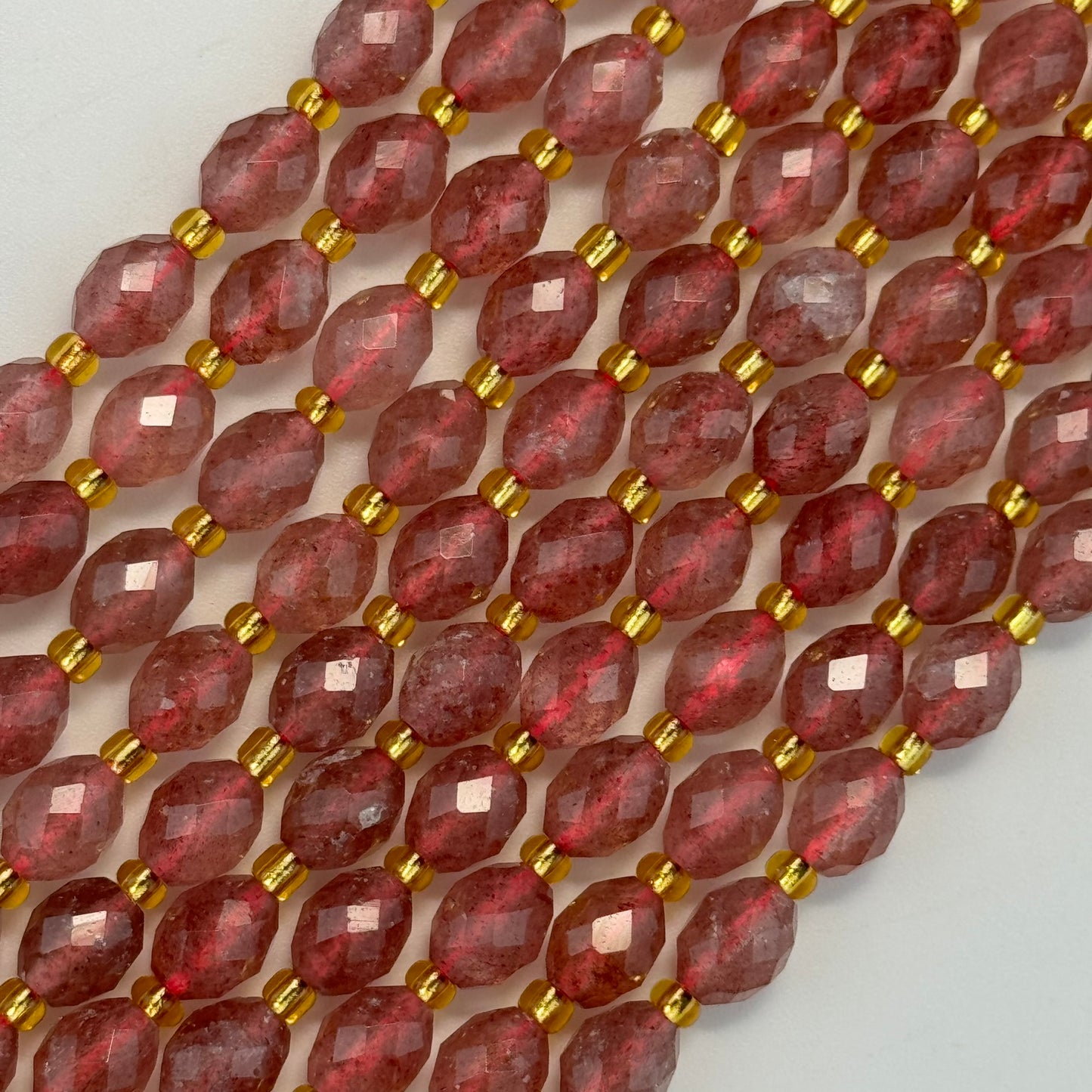 Strawberry Quartz Faceted Barrel 8 Beads image 3