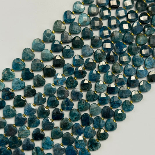 Blue Apatite Faceted Heart Shaped Beads