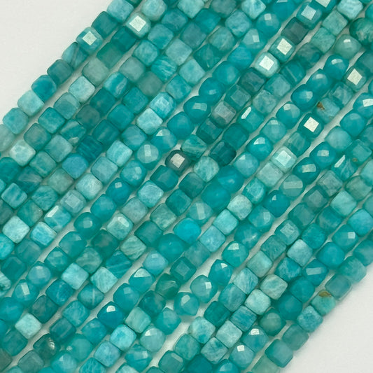 Amazonite Square Gemstone Beads - (AAA Quality)