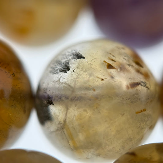 Natural African Ametrine with Goethite Polished Round Beads (12mm)