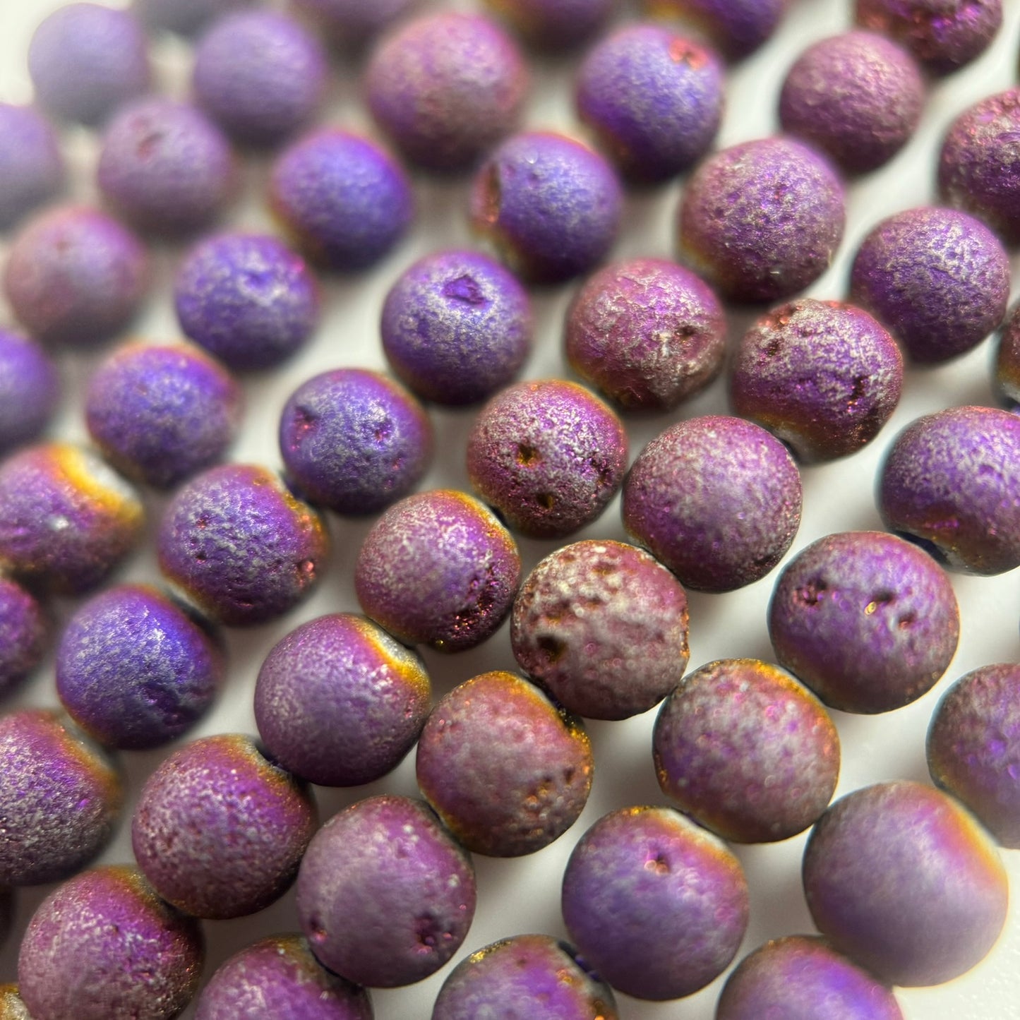 Titanium Plated Flame Druzy Quartz Round Beads image 4