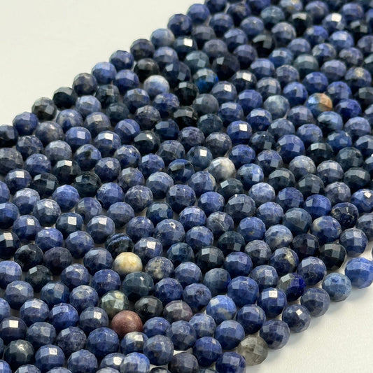 Dumortierite Faceted Round Gemstone Beads - (AB Quality)