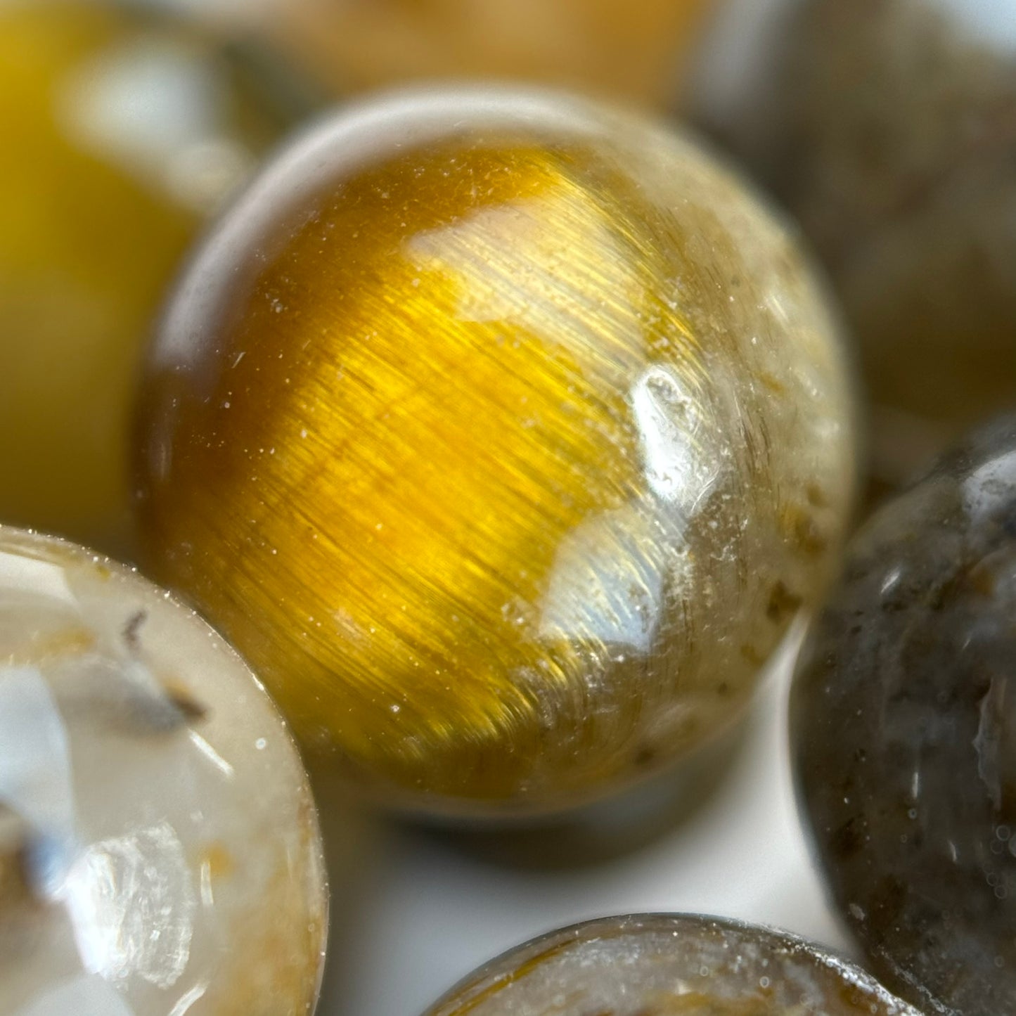 Quartz with Tiger's Eye Polished Round Beads image 2