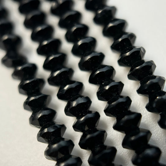 Black Tourmaline Beads - Space Ship Beads