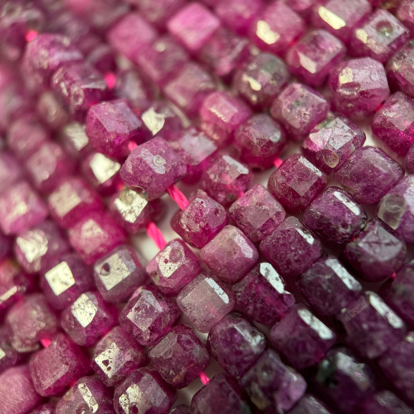 Ruby Glass Filled Square Beads image 4