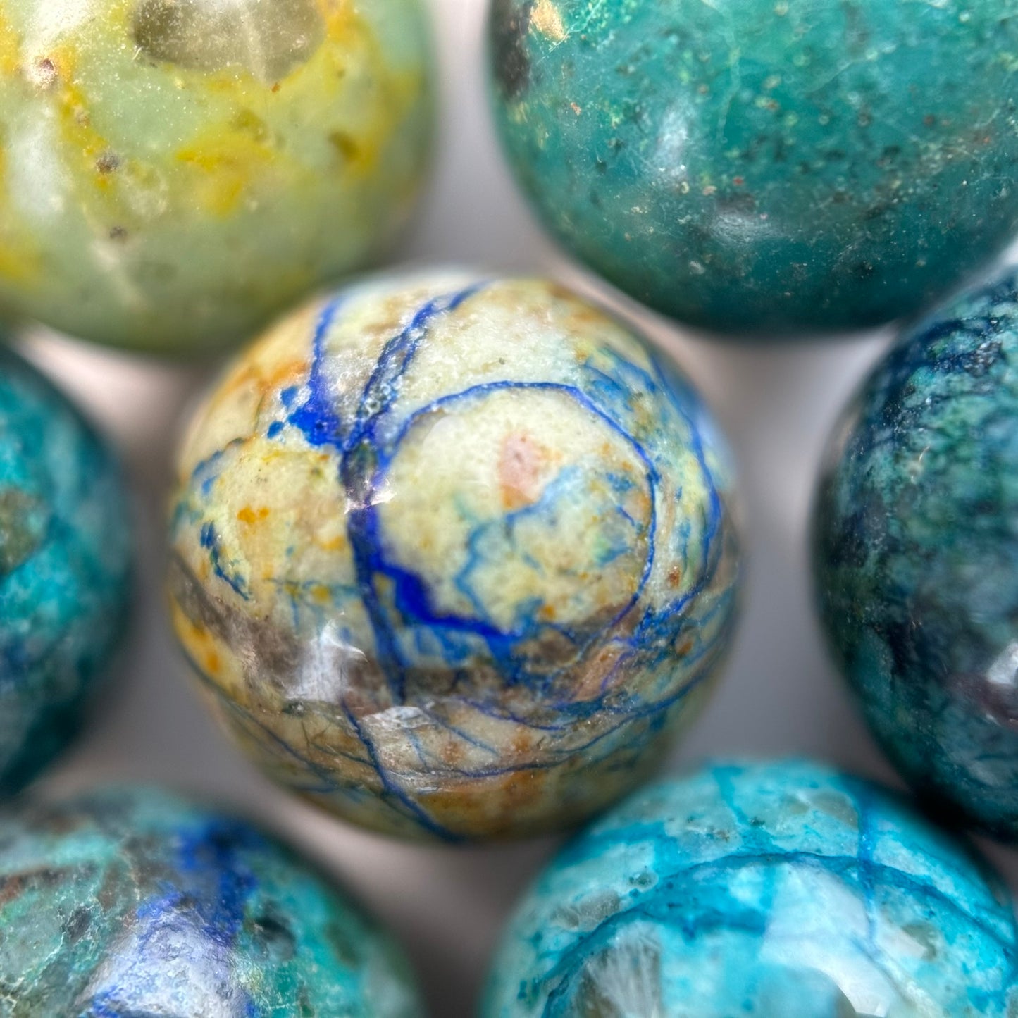 Blue Azurite Chrysocolla Polished Round Beads (10mm) image 1