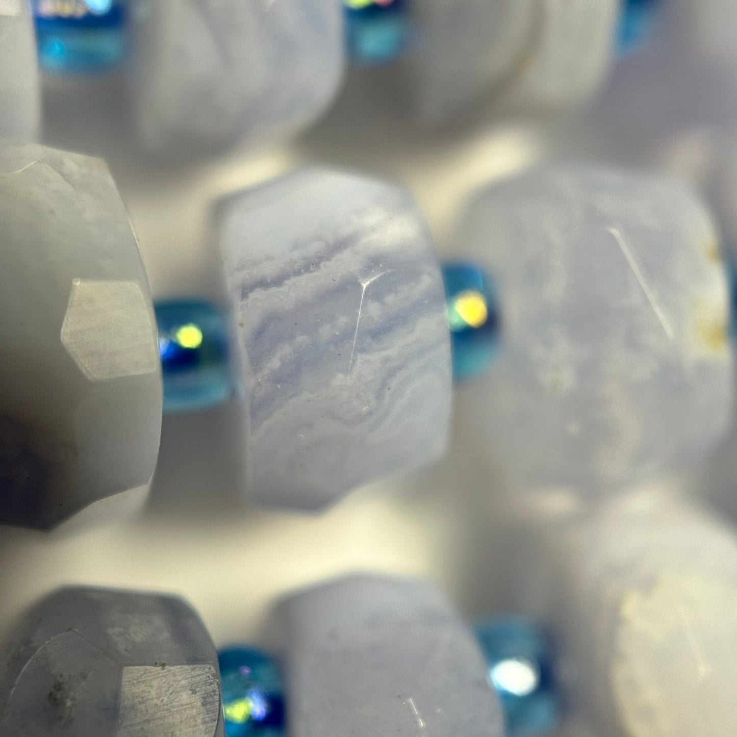 Natural Blue Lace Agate Faceted Rondelle Beads (8x4mm) image 1