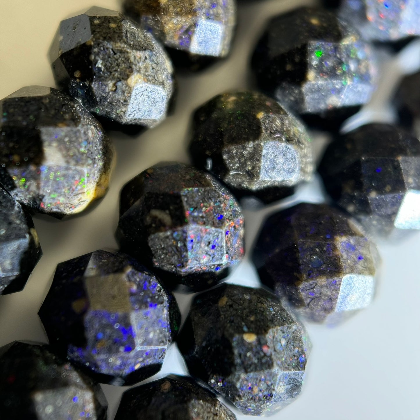 Black Opal Faceted Rondelle Beads image 3