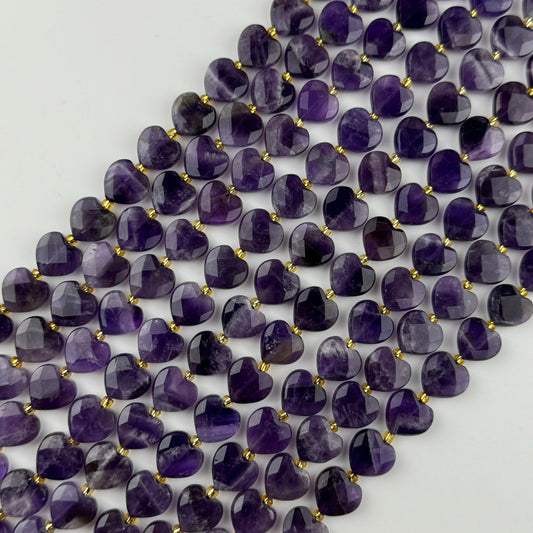 Chevron Amethyst Faceted Heart 12x�12 mm Beads image 0