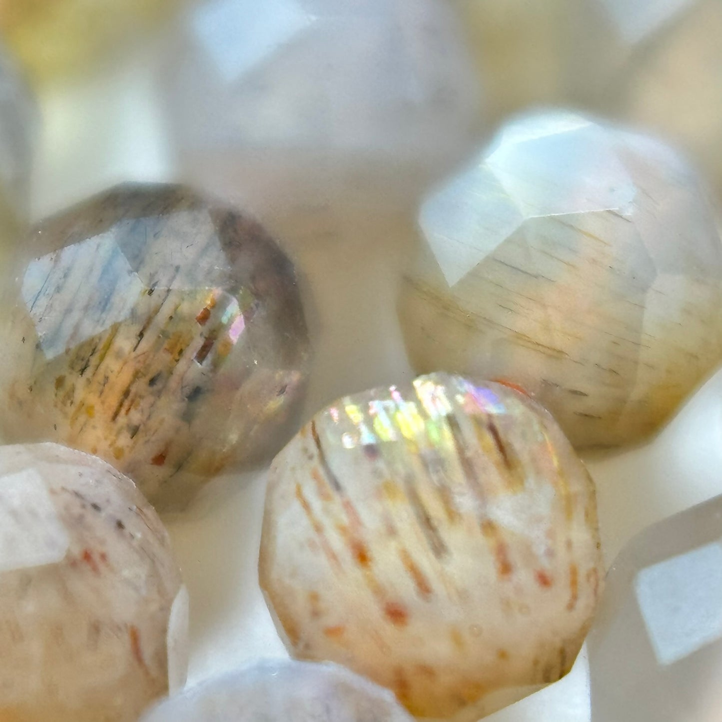 Moonstone Sunstone Faceted Round Beads image 5